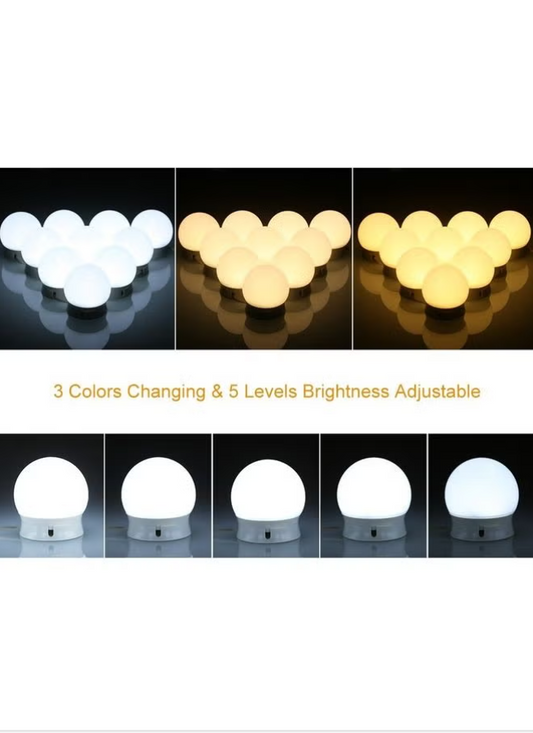 Generic 10-Piece LED Vanity Dimmable Mirror Light Kit White 20x14x5.7cm